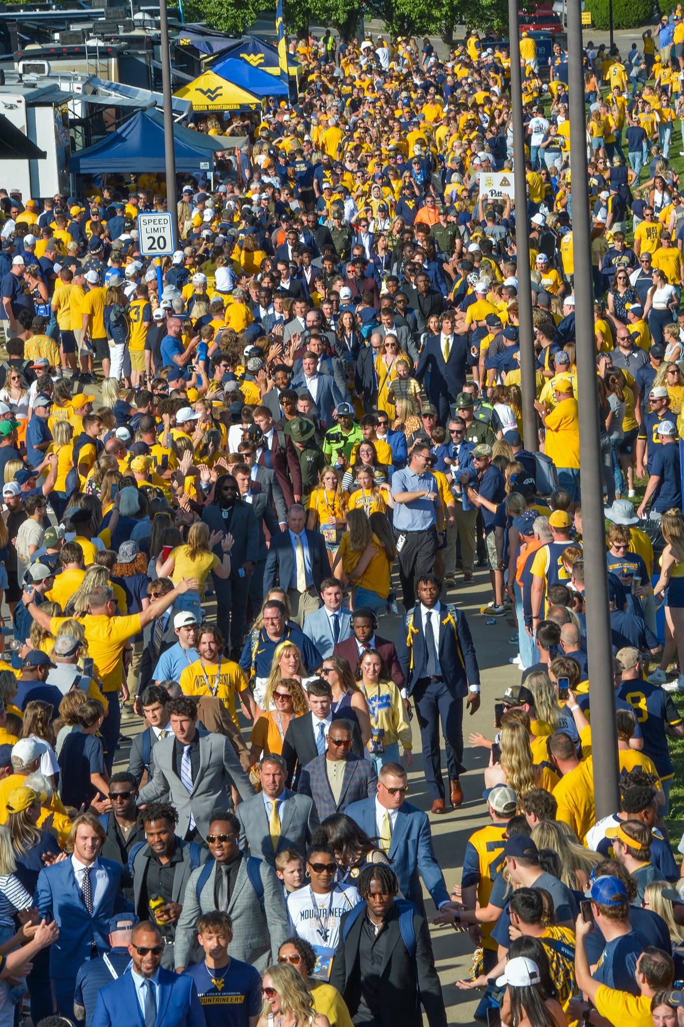 Crowd of WVU fans cheering